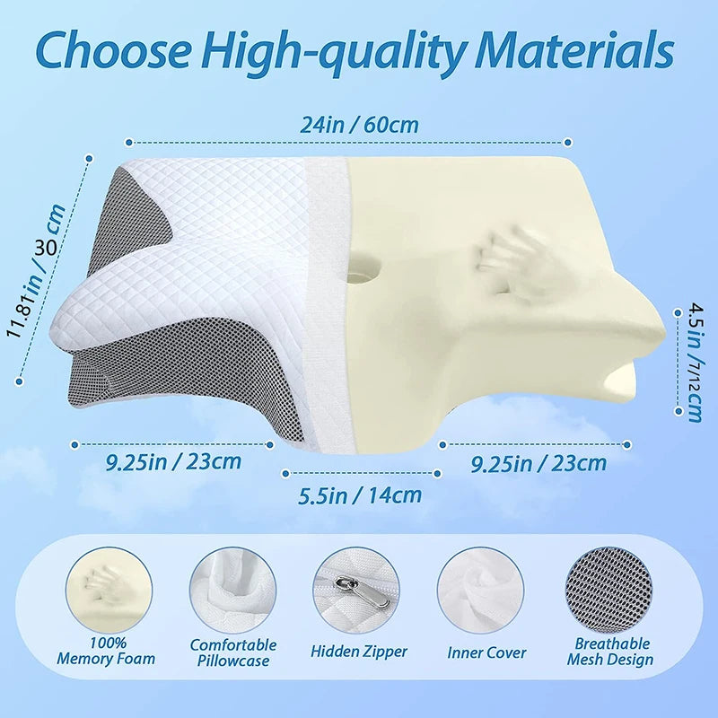 ErgoComfort™️ Memory Foam Cervical Pillow - 2 in 1 Ergonomic Orthopedic Pillow for Neck Pain