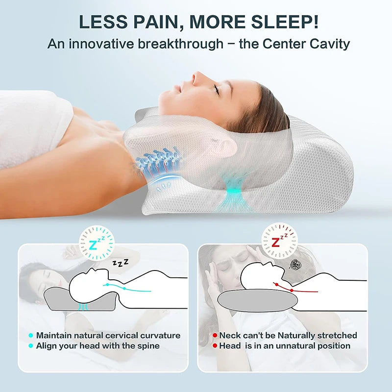 ErgoComfort™️ Memory Foam Cervical Pillow - 2 in 1 Ergonomic Orthopedic Pillow for Neck Pain
