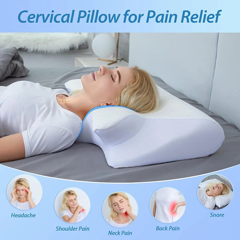 ErgoComfort™️ Memory Foam Cervical Pillow - 2 in 1 Ergonomic Orthopedic Pillow for Neck Pain